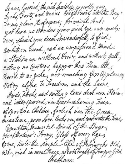 Dikt av Lord Chatham till David Garrick, 1700-talet, 1840 av William Pitt