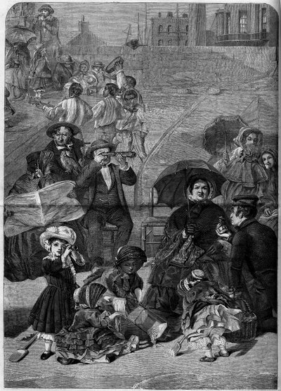 Viktorianska England: Turister på stranden i Ramsgate, England av William Powell (after) Frith