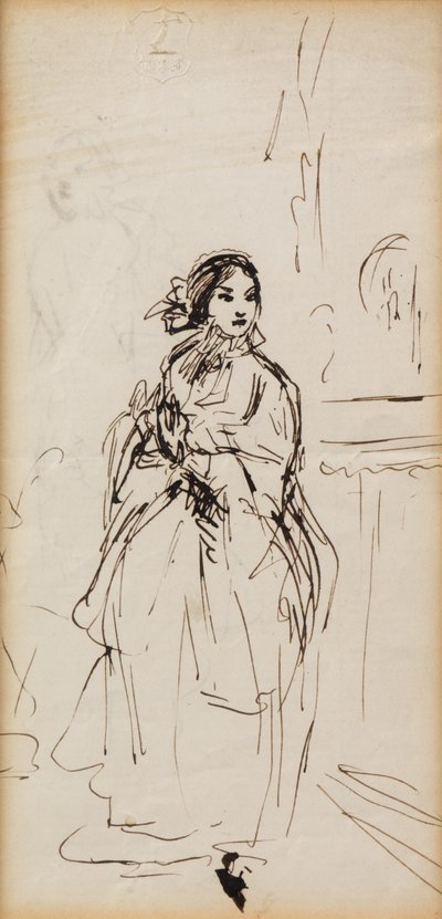 Hurrying Girl (penna och bläck) av William Powell Frith