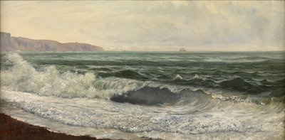 Ruggigt väder, West Bay, Dorset (olja på panel) av William Pye