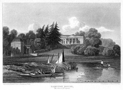 Hampton House, säte för Mr Garrick, Hampton, Richmond upon Thames, London, 1815. av William Radclyffe