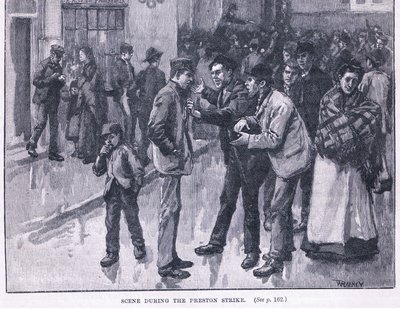 Scen under Preston-strejken 1856 AD av William Rainey