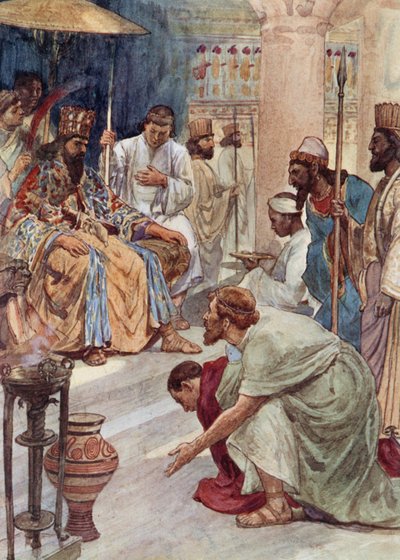 Themistokles vid det persiska hovet (färg litho) av William Rainey