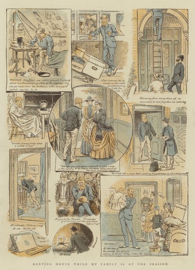 Hushållning medan familjen är vid havet (chromolitho) av William Ralston