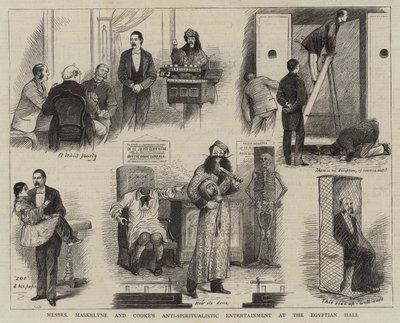 Herrarna Maskelyne och Cookes anti-spiritualistisk underhållning i Egyptian Hall av William Ralston