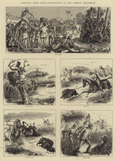 Skisser från Indien, svinsjakt i Bombay Presidency av William Ralston