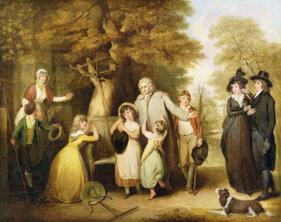Den välvillige arvtagaren eller hyresgästen återställd till sin familj (olja på duk) av William Redmore Bigg