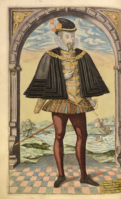 Emmanuel Philibert, hertig av Savoyen, från Honor Military, and Civil, William Segar, pub. Robert Barker, London, 1602 (handfärgad gravyr) av William Rogers