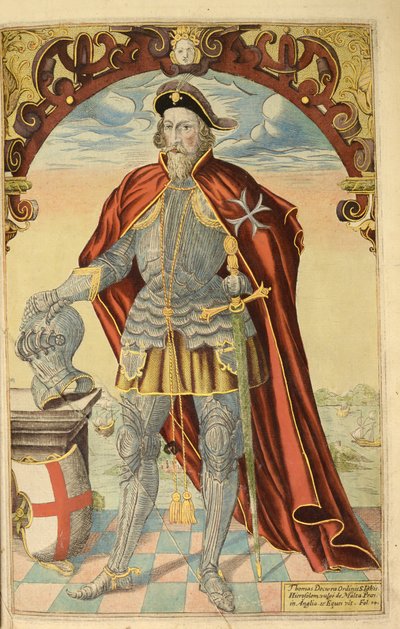 Sir Thomas Docwra, från nHonor Military, och Civill, William Segar, pub. Robert Barker, London, 1602 (handfärgad gravyr) av William Rogers