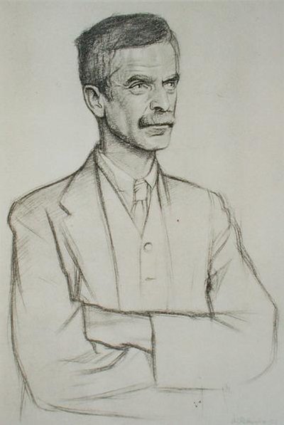 Porträtt av John Lawrence Le Breton Hammond (1872-1949) av William Rothenstein