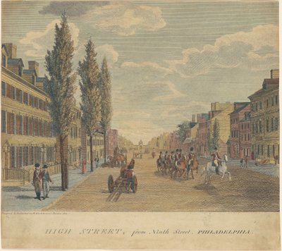 High Street, från Ninth Street, Philadelphia av William Russell Birch