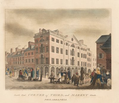 Sydöstra hörnet av Third Street och Market Street av William Russell Birch