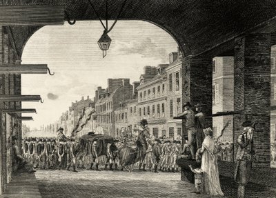 George Washingtons begravningståg längs High Street i Philadelphia av William Russell Birch