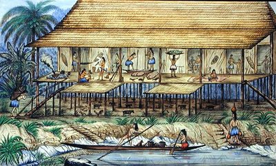 Dayak Longhouse av William Samwell