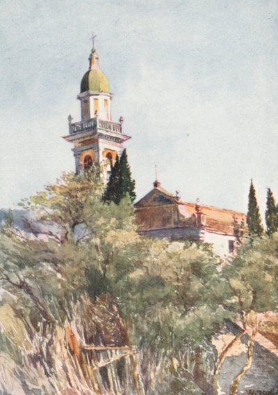 Kyrkan S Massimo, nära Rapallo (färglitografi) av William Scott