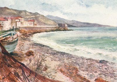 Frankrike och Italien, Vid kusten, Mentone, med utsikt mot Bordighera (färglitografi) av William Scott
