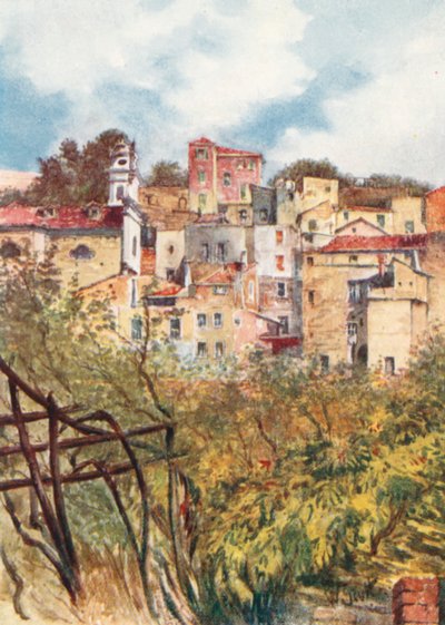 Del av Gamla stan, San Remo (färglitografi) av William Scott