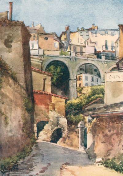 Gata i Grasse (färglitografi) av William Scott