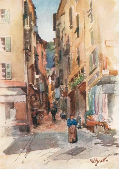 Gata i Gamla stan, Nice (färglitografi) av William Scott