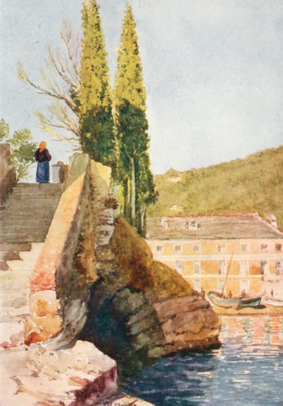 "Cavetto di S Michele", nära Rapallo (färglitografi) av William Scott