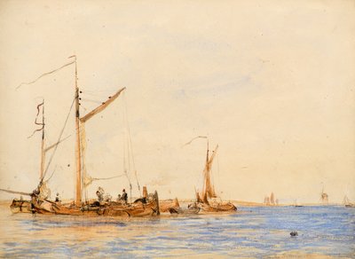 Flodscen [eller på Scheldt i Antwerpen], c.1836 (akvarell) av William Simson