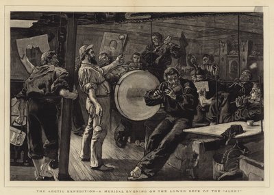 The Arctic Expedition, en musikalisk kväll på nedre däck av Alert av William Small
