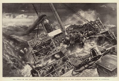 The Perils of the Atlantic, en boskapsångare fångad i en kuling på sin passage från Buenos Ayres till Liverpool av William Small