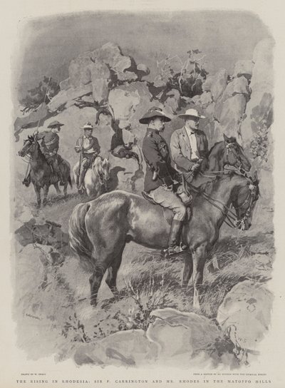The Rising in Rhodesia, Sir F Carrington och Mr Rhodes i Matoppo Hills av William Small