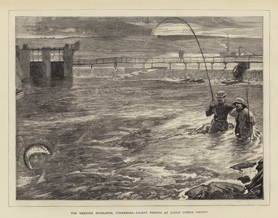 Det västra höglandet, Connemara, laxfiske vid Lough Corrib, Galway av William Small