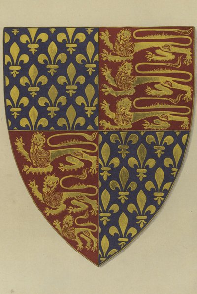 Vapen av kung Edward III, från hans grav i Westminster Abbey Church (chromolitho) av William St John Hope
