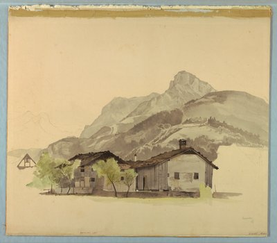 Studie av landskap, Brunnen, Schweiz av William Stanley Haseltine