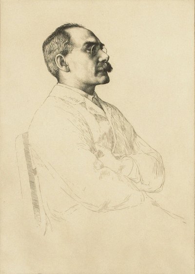 Porträtt av Rudyard Kipling 1865-1936. av William Strang