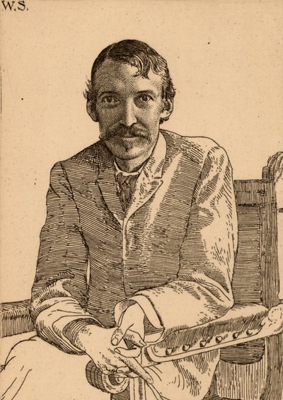 "Robert Louis Balfour Stevenson (1850-1894) skotsk författare av William Strang