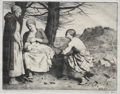 Kvinna och barn, ca. 1886. av William Strang