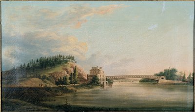 Vy över en bro över Schuylkill River, c.1815 av William Strickland