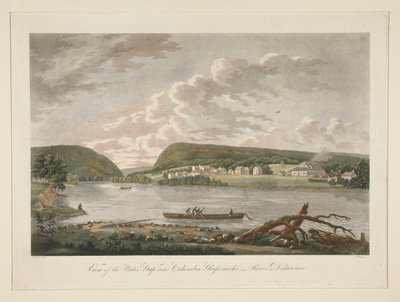 Utsikt över Water Gap och Columbian Glassworks, River Delaware av William Strickland