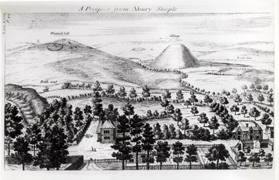 Utsikt från Avebury-tornet i Silbury Hill, illustration från 