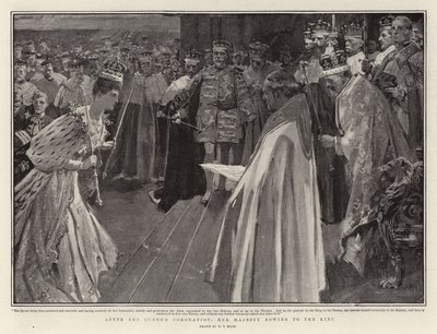 Efter drottningens kröning böjer Hennes Majestät för kungen av William T. Maud