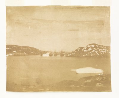 Vy över en bukt mot Franklins sökfartyg under kapten Belchers befäl av William Thomas Domville