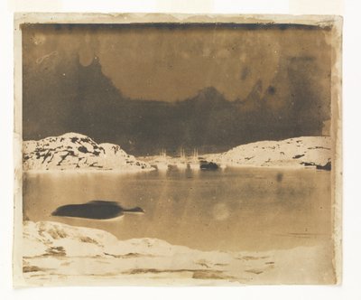 Vy över en bukt mot Franklins sökfartyg under kapten Belchers befäl av William Thomas Domville