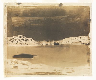 Vy över en bukt mot Franklins sökfartyg under kapten Belchers befäl av William Thomas Domville