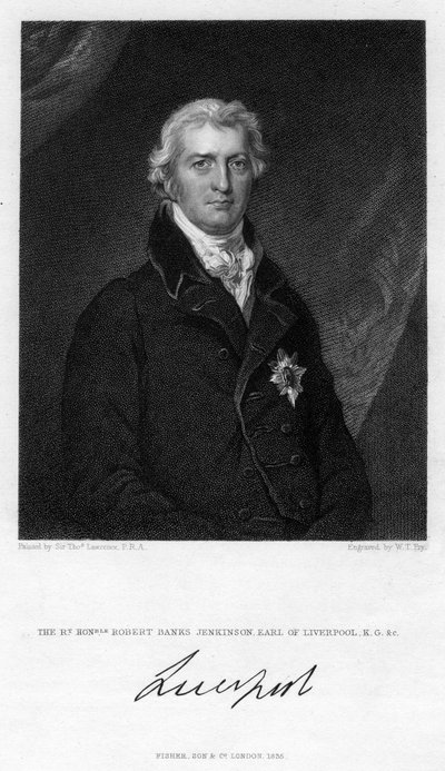 Robert Jenkinson, 2nd Earl of Liverpool, brittisk politiker och premiärminister, 1835. av William Thomas Fry