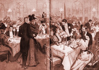 Medlemmar av high society på Waldorf Hotel av William Thomas Smedley