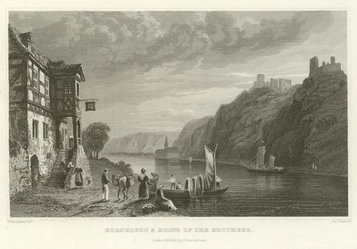 Bornhofen och ruiner av bröderna av William Tombleson