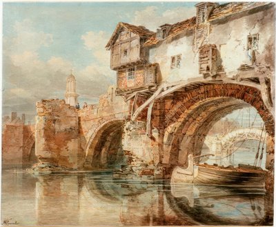 Die Old Welsh Bridge i Shrewsbury av Joseph Mallord William Turner