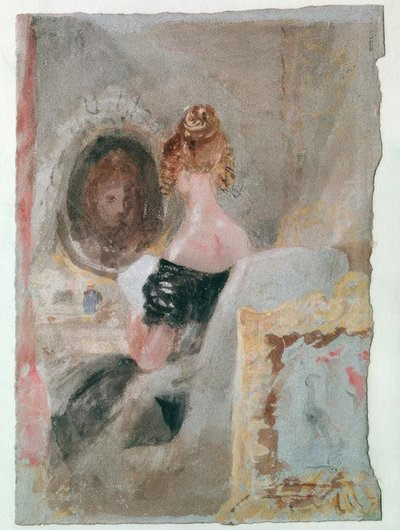 Interiör på Petworth House: kvinna framför spegeln av Joseph Mallord William Turner
