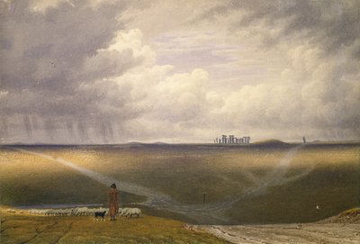 Stonehenge-A Showery Day, tidigt 1800-tal av Joseph Mallord William Turner