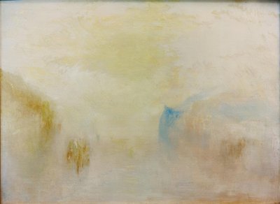 Soluppgång med en båt mellan uddar av Joseph Mallord William Turner