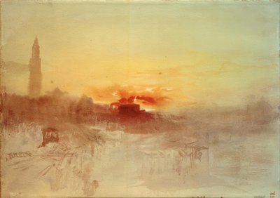 Venedig vid soluppgången från Hotel Europa, med Campanile av Joseph Mallord William Turner