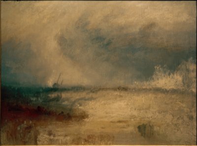 Vågor bryter på en strand av Joseph Mallord William Turner